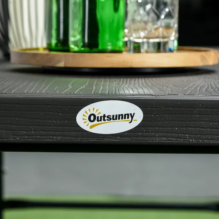 Outsunny HDPE Picnic Table Set w/ Dining Table & 2 Benches for 6, Dark Grey