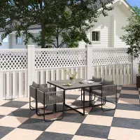 Outsunny Rattan Dining Set, Rattan Cube Dining Sets w/ Space-saving Design