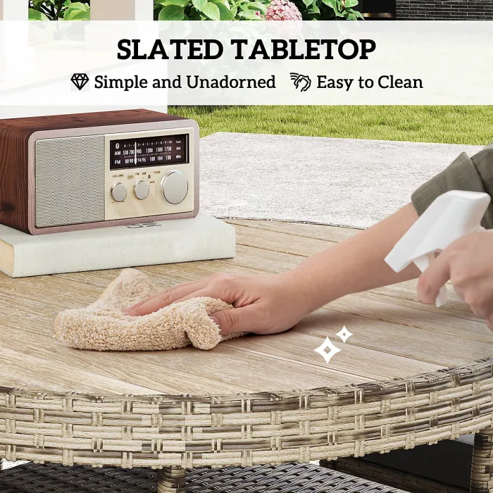 Outsunny Rattan Dining Set for 4 with Cushions for Patio, Balcony, Grey