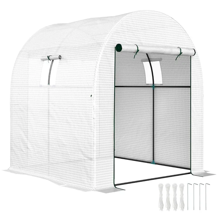 Outsunny 1.8 x 1.8 x 2m Polytunnel Greenhouse with Doors and Mesh Windows