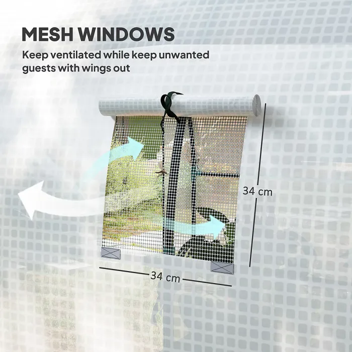 Outsunny 1.8 x 1.8 x 2m Polytunnel Greenhouse with Doors and Mesh Windows