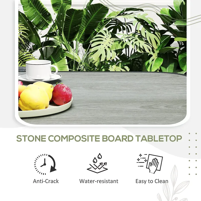 Outsunny 4 Seater Rattan Dining Set with Cushions, Charcoal Grey