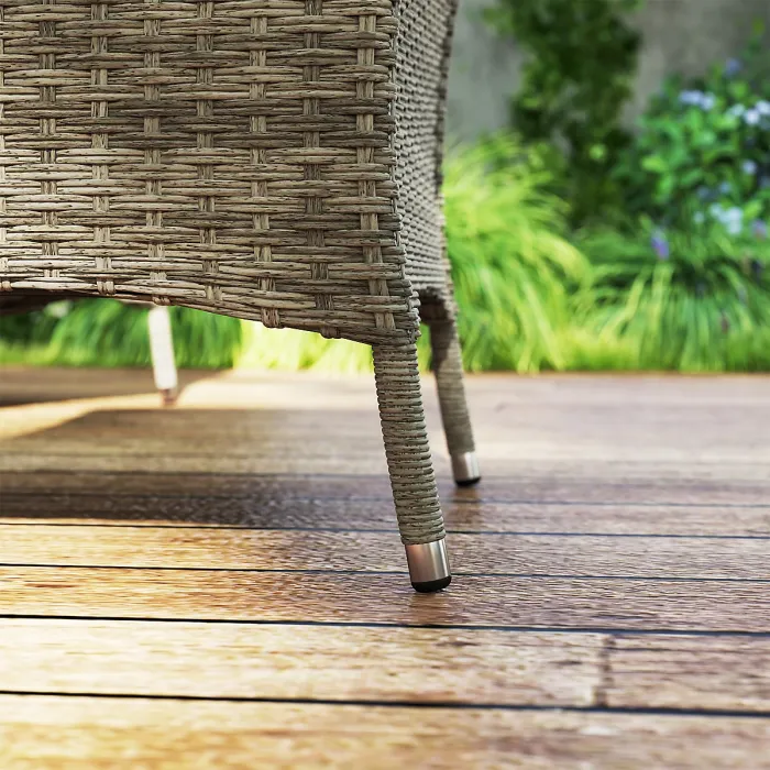 Outsunny 6 Seater Rattan Outdoor Dining Set with Cushions, Light Grey