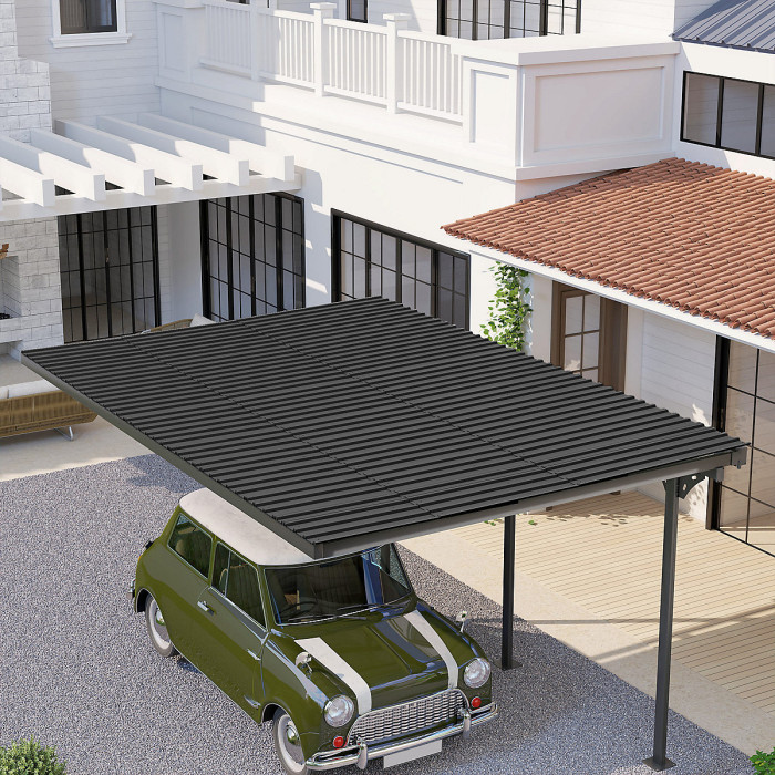 Outsunny Pack of 12 Metal Roofing Sheets for Greenhouse, Black