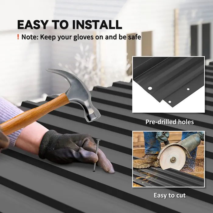 Outsunny Pack of 12 Metal Roofing Sheets for Greenhouse, Black