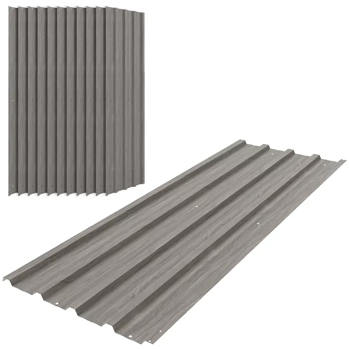 Outsunny Pack of 12 Metal Roofing Sheets for Greenhouse, Grey Wood Effect