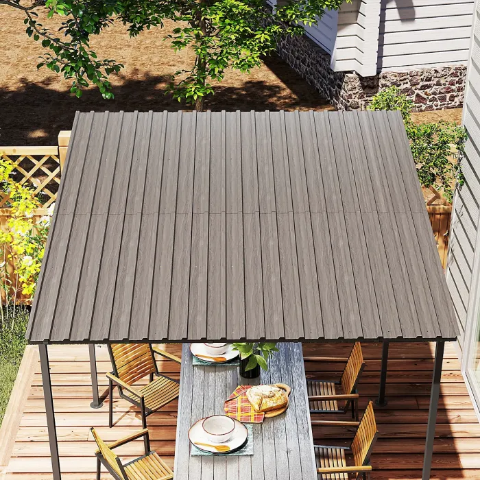 Outsunny Pack of 12 Metal Roofing Sheets for Greenhouse, Grey Wood Effect