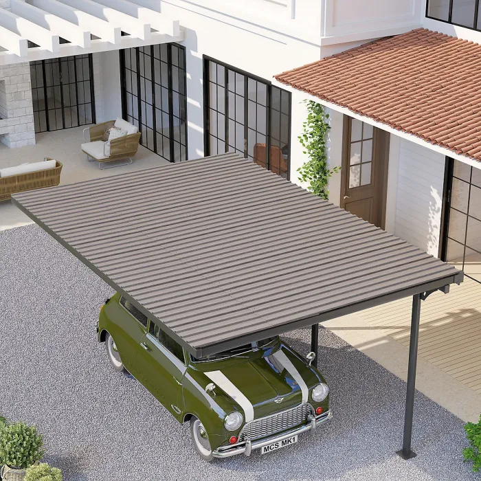 Outsunny Pack of 12 Metal Roofing Sheets for Greenhouse, Grey Wood Effect