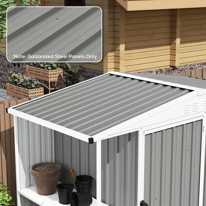 Outsunny Pack of 12 Metal Roofing Sheets for Greenhouse, Light Grey