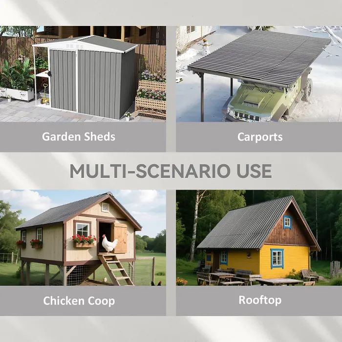 Outsunny Pack of 12 Metal Roofing Sheets for Greenhouse, Light Grey