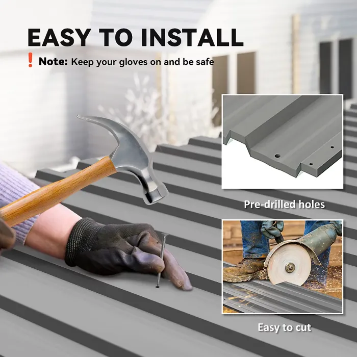 Outsunny Pack of 12 Metal Roofing Sheets for Greenhouse, Light Grey