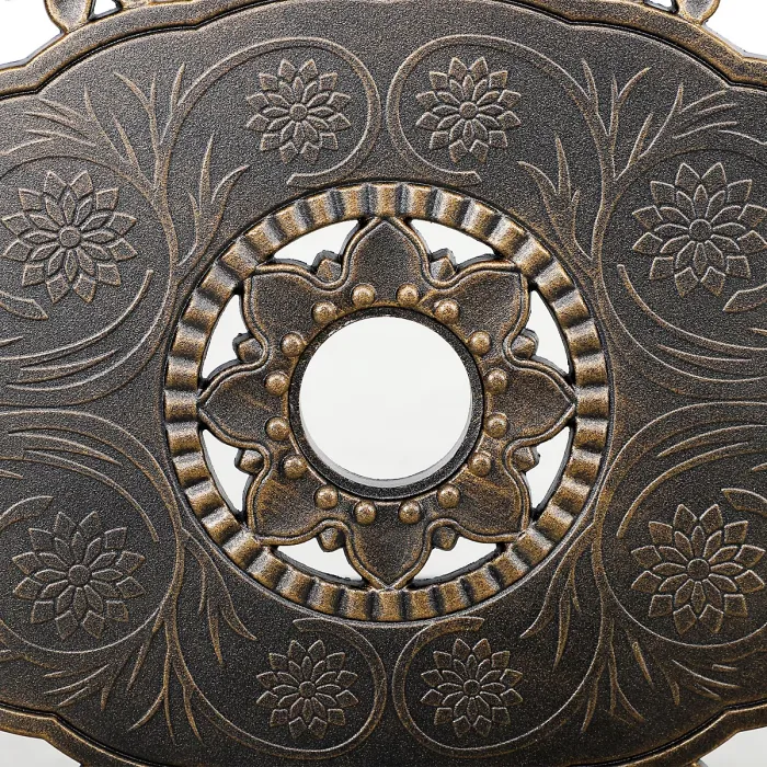 Outsunny 7 Pieces Cast Aluminium Garden Dining Set with Parasol Hole, Bronze