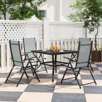 Outsunny 5 PCs Garden Dining Set, Folding Chairs and Metal Top Table, Grey