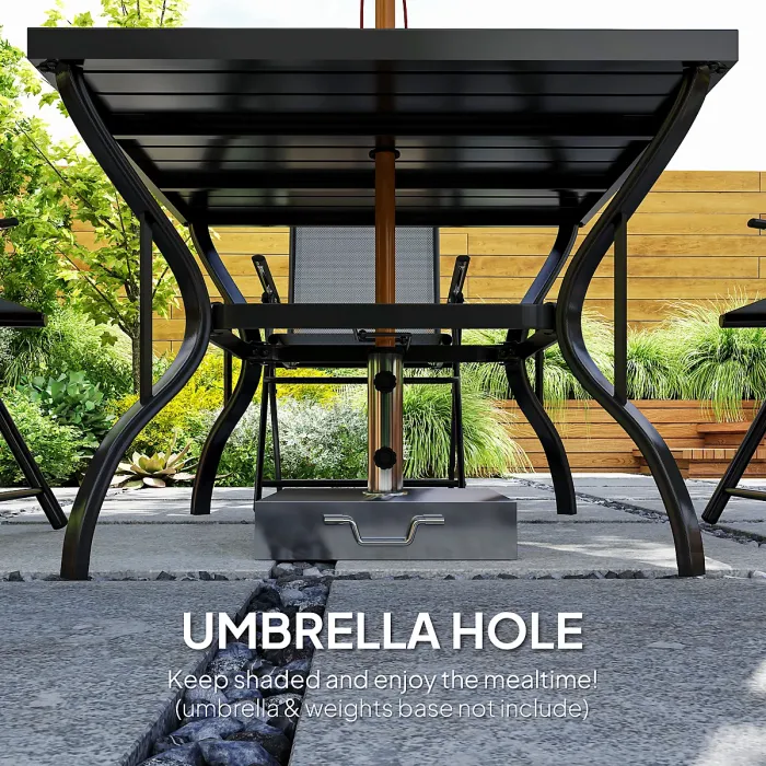 Outsunny 5 PCs Garden Dining Set, Folding Chairs and Metal Top Table, Grey