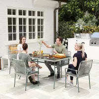 Outsunny 5 Piece PE Rattan Garden Dining Set with Cushions, Light Grey