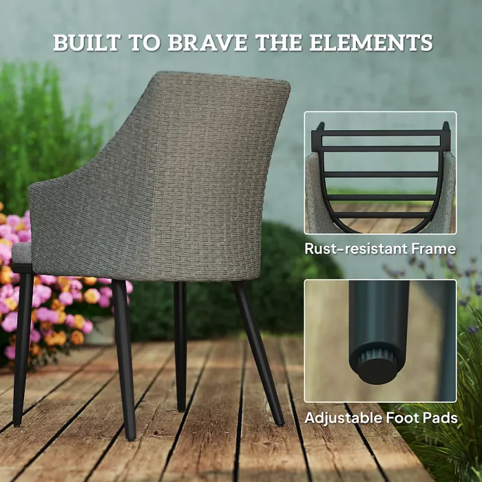 Outsunny 6 Seater Garden Furniture with Cushions, Parasol Hole, Grey