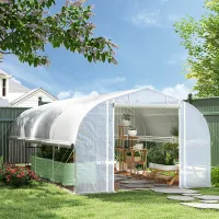 Outsunny Polytunnel Greenhouse W/ Roll-up Sidewalls, Mesh Door, 6 x 3 x 2m