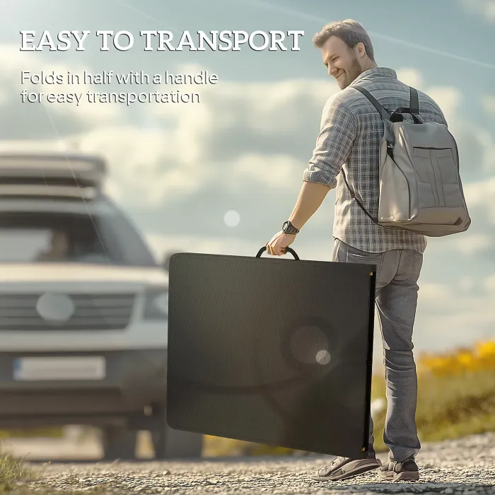 Outsunny Rattan Effect Folding Picnic Table and Bench Set w/ Handles, Black