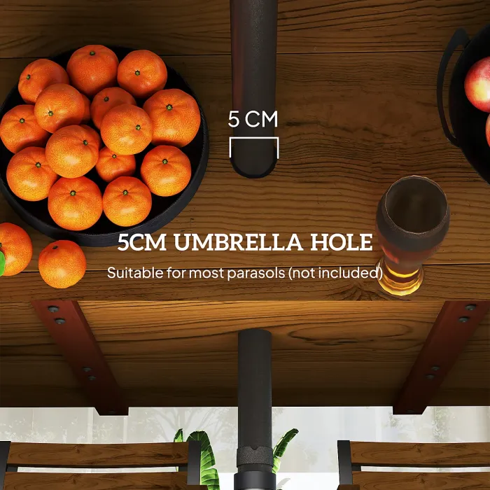 Outsunny 7 Piece Garden Dining Set with Table and 6 Stackable Chairs, Brown