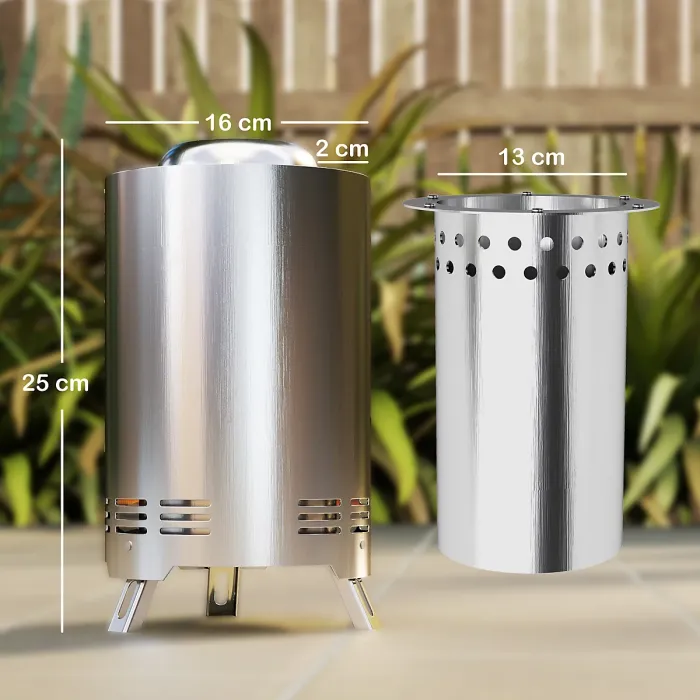 Outsunny Stainless Steel Smokeless Wood Burning Firepit Garden Fire Pit