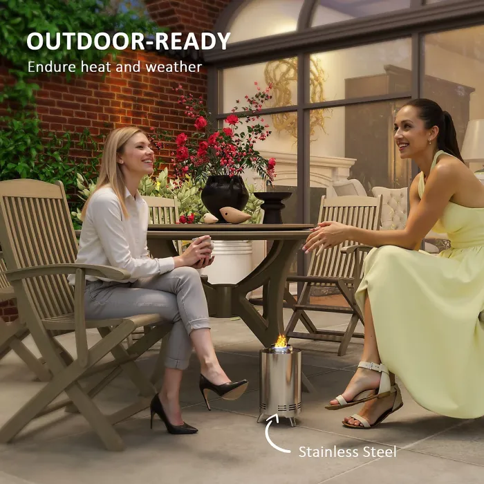 Outsunny Stainless Steel Smokeless Wood Burning Firepit Garden Fire Pit