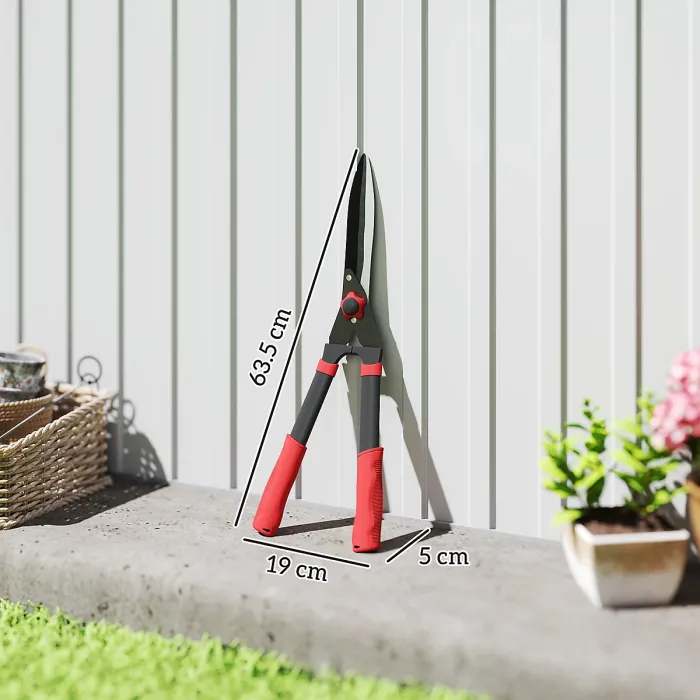 Outsunny Garden Shears, 63.5 cm Hedge Shears with Tension Adjuster