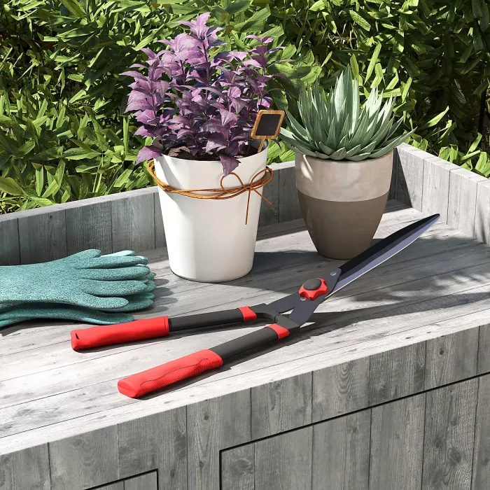 Outsunny Garden Shears, 63.5 cm Hedge Shears with Tension Adjuster