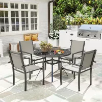 Outsunny 5 Piece Garden Furniture Set with Round Table & 4 Stackable Chairs