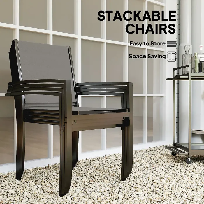 Outsunny 5 Piece Garden Furniture Set with Round Table & 4 Stackable Chairs