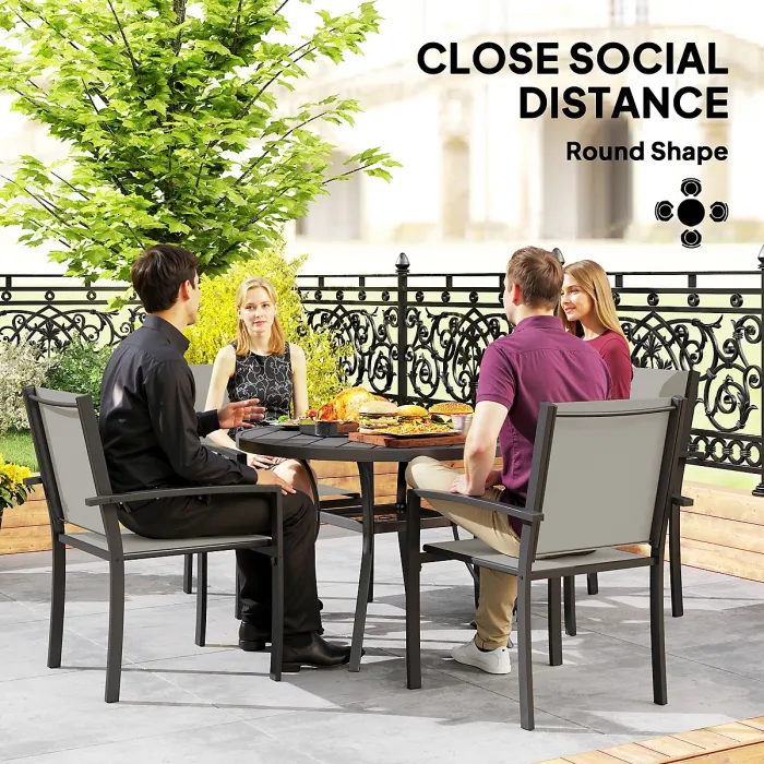 Outsunny 5 Piece Garden Furniture Set with Round Table & 4 Stackable Chairs