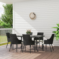Outsunny 6 Seater Garden Furniture with Cushions, Parasol Hole, Cream White