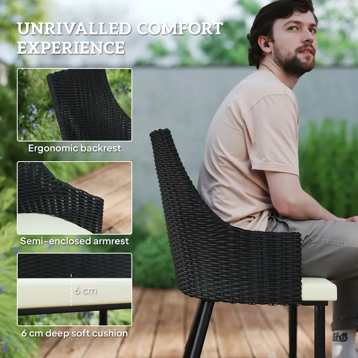 Outsunny 6 Seater Garden Furniture with Cushions, Parasol Hole, Cream White