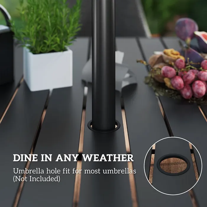 Outsunny 6 Seater Garden Furniture with Cushions, Parasol Hole, Cream White