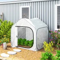 Outsunny Mini Pop Up Greenhouse w/ Reinforced PE Cover, Zipper Door, White