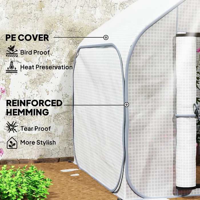 Outsunny Mini Pop Up Greenhouse w/ Reinforced PE Cover, Zipper Door, White