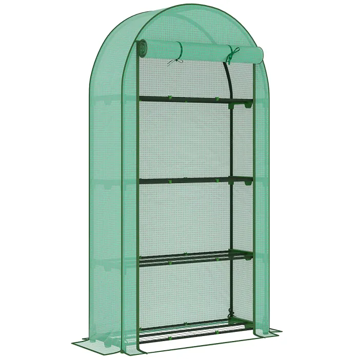 Outsunny 4 Tier Mini Greenhouse with Reinforced PE Cover, Green