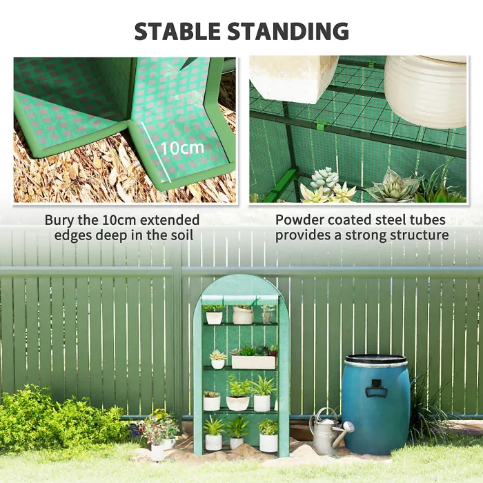 Outsunny 4 Tier Mini Greenhouse with Reinforced PE Cover, Green