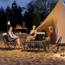 Outsunny 4 Piece Foldable Camping Table and Chairs Set, Grey