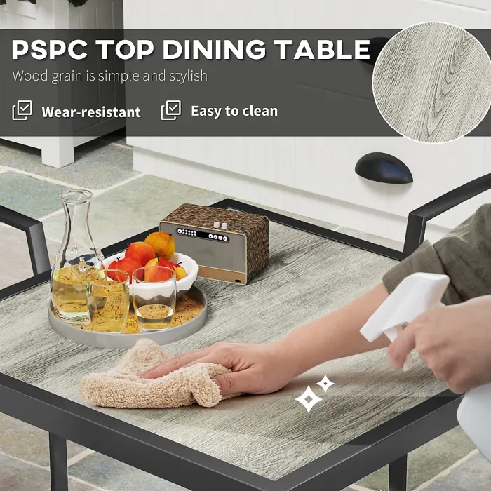 Outsunny 5 Piece Garden Furniture Set with 4 Stackable Armchairs, Grey