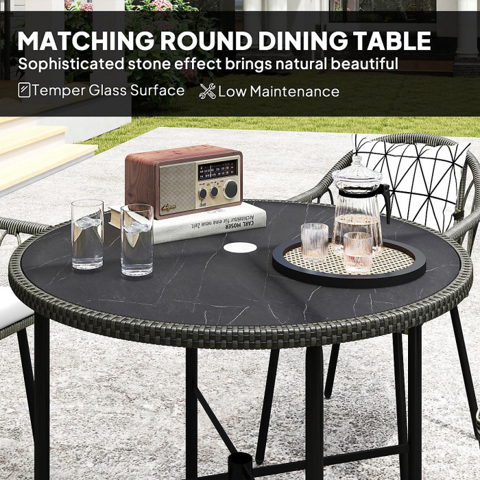 Outsunny 5 Piece Patio Rattan Dining Set w/ Removable Cushions, Grey