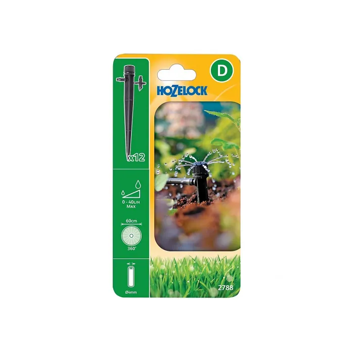 Hozelock 2788 End Of Line Adjustable Mini Sprinkler On Stake 4mm (pack 12) Multi Colour (Pack of 12)