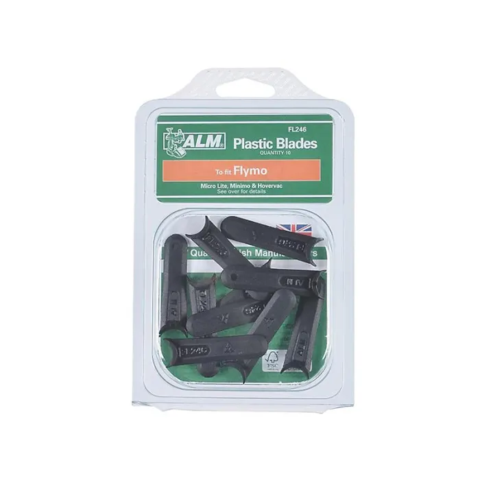 Alm Manufacturing Flymo Plastic Blades Multi Colour (FL246 Plastic Blades Small Half Moon Mounting - Micro Lite)