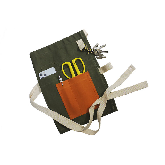 Storm Flowers Garden Moss Green Cotton Gardening Apron