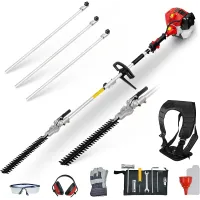 BU-KO 52cc Long Reach Petrol Hedge Trimmer and 3x 75cm Extension Pole