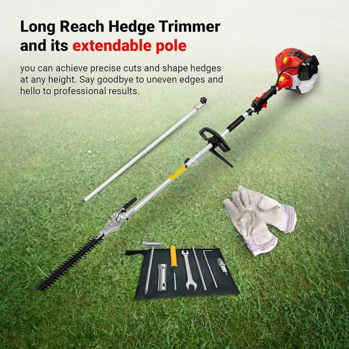 BU-KO 52cc Long Reach Petrol Hedge Trimmer and 75cm Extension Pole
