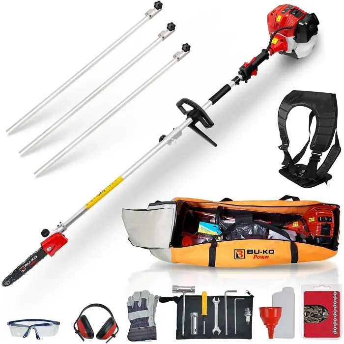 BU-KO 52cc Long Reach Petrol Pruner Saw Attachment and 3X 75cm Extension Pole with Toolbag