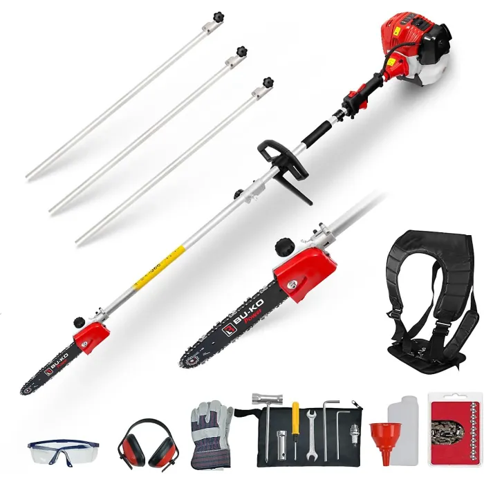 BU-KO 52cc Long Reach Petrol Pruner Saw Attachment and 3X 75cm Extension Pole