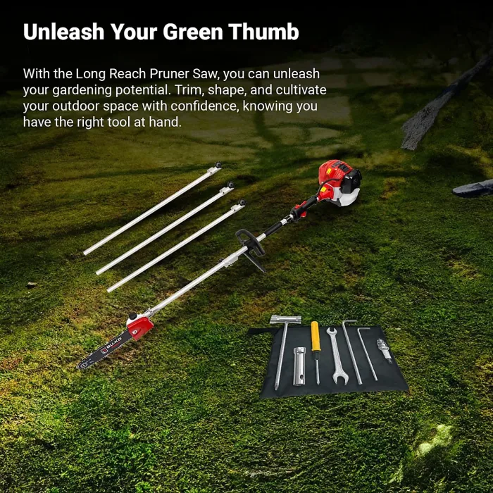 BU-KO 52cc Long Reach Petrol Pruner Saw Attachment and 3X 75cm Extension Pole