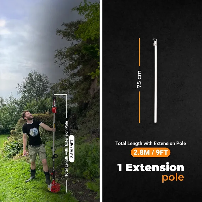 BU-KO 52cc Long Reach Petrol Pruner Saw Attachment and 75cm Extension Pole