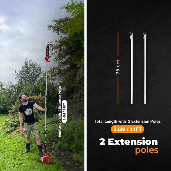 BU-KO 52cc Long Reach Petrol Pruner Saw Attachment and 75cm Extension Pole